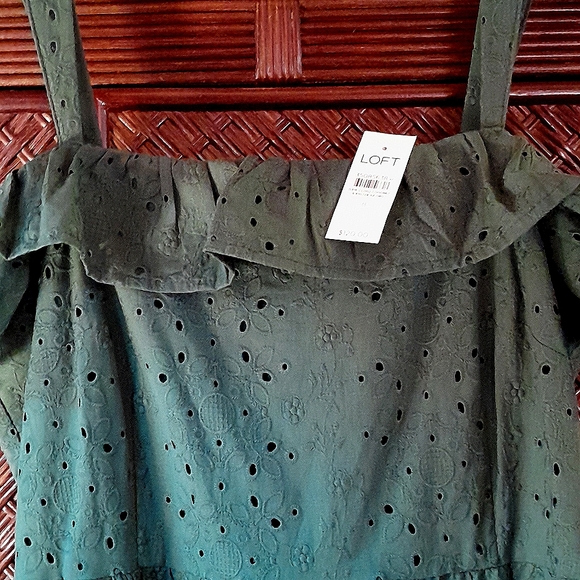 Eyelet Ruffle Square Neck Midi Dress - Picture 5 of 7